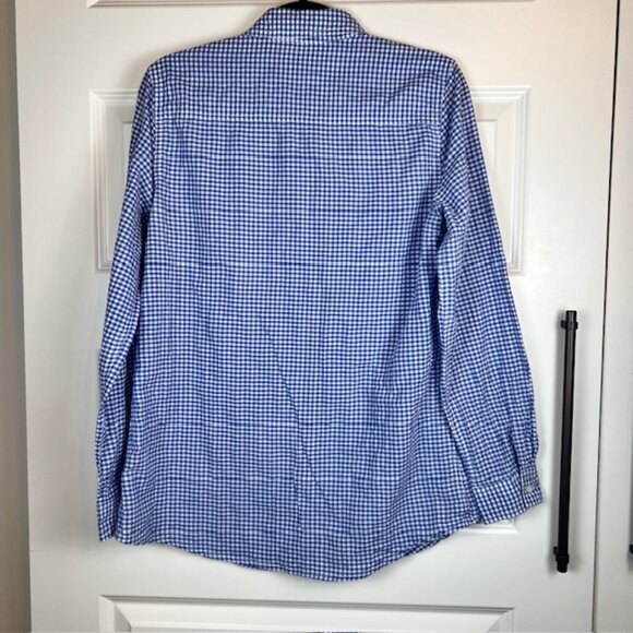 J.McLaughlin Blue Gingham Check Cotton Button Down Shirt Women’s Medium - Picture 3 of 6